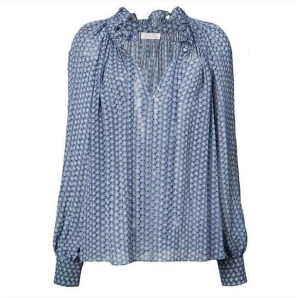 LoveShackFancy Silk Floral Victorian Ruffle Top - Picture 1 of 4